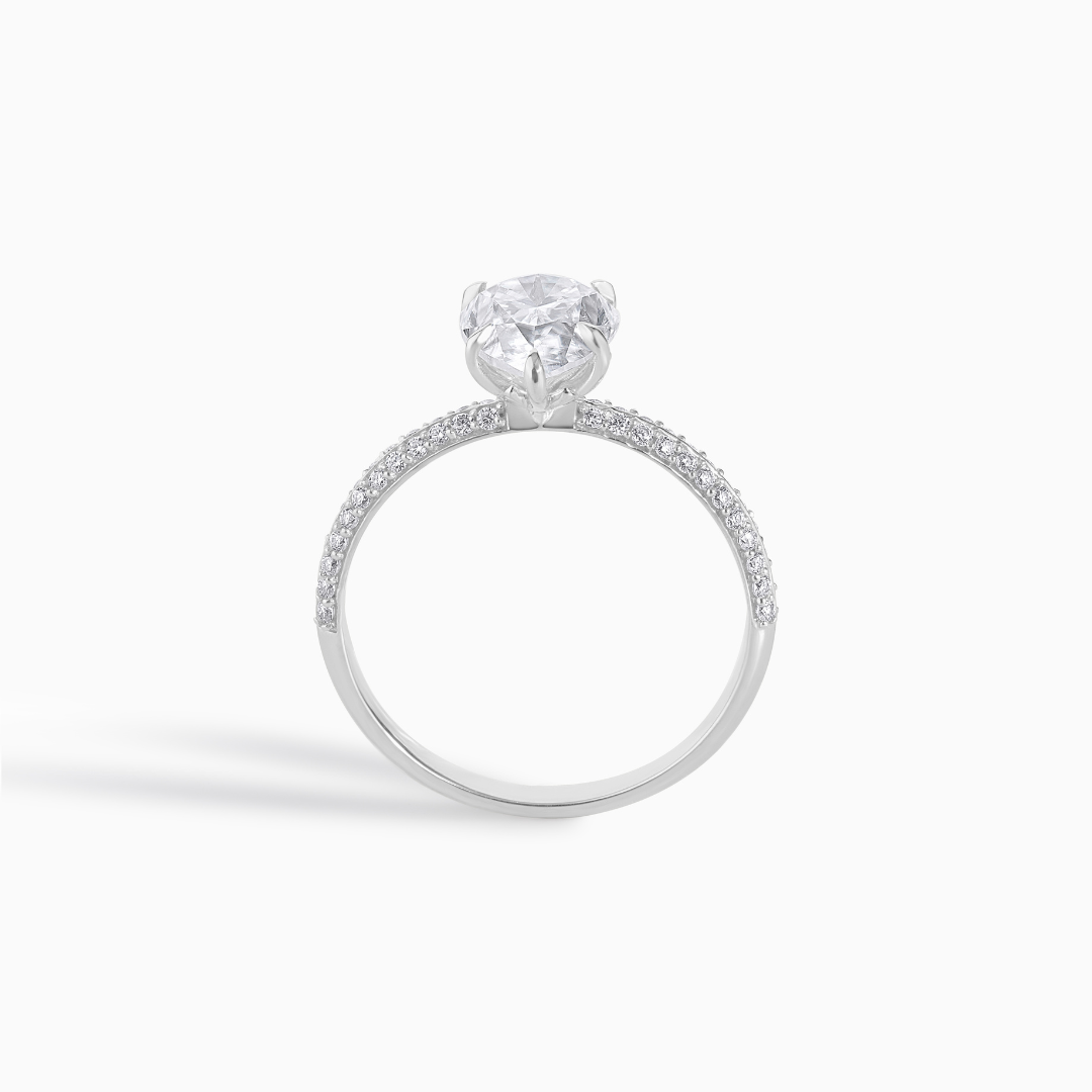 Moissanite Engagement Ring Pear Stone Silver Gold Band Design Mixed Metal Statement Pave Wedding Luxury Bridal Jewelry Gift Anniversary Idea