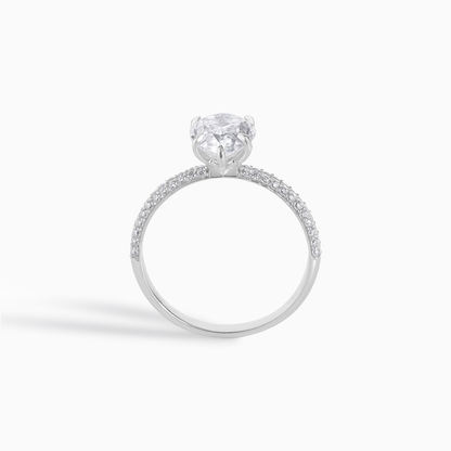 Moissanite Engagement Ring Pear Stone Silver Gold Band Design Mixed Metal Statement Pave Wedding Luxury Bridal Jewelry Gift Anniversary Idea