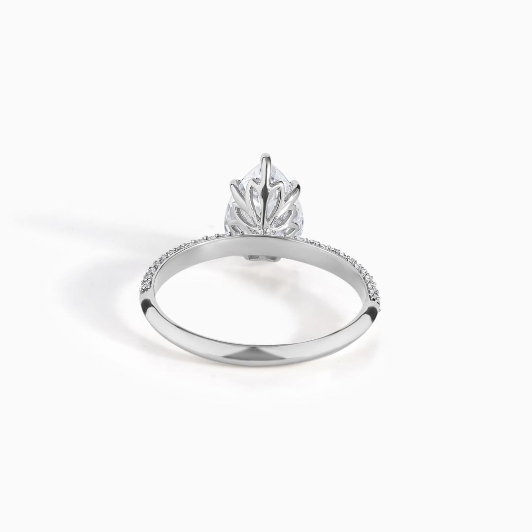 Moissanite Engagement Ring Pear Stone Silver Gold Band Design Mixed Metal Statement Pave Wedding Luxury Bridal Jewelry Gift Anniversary Idea