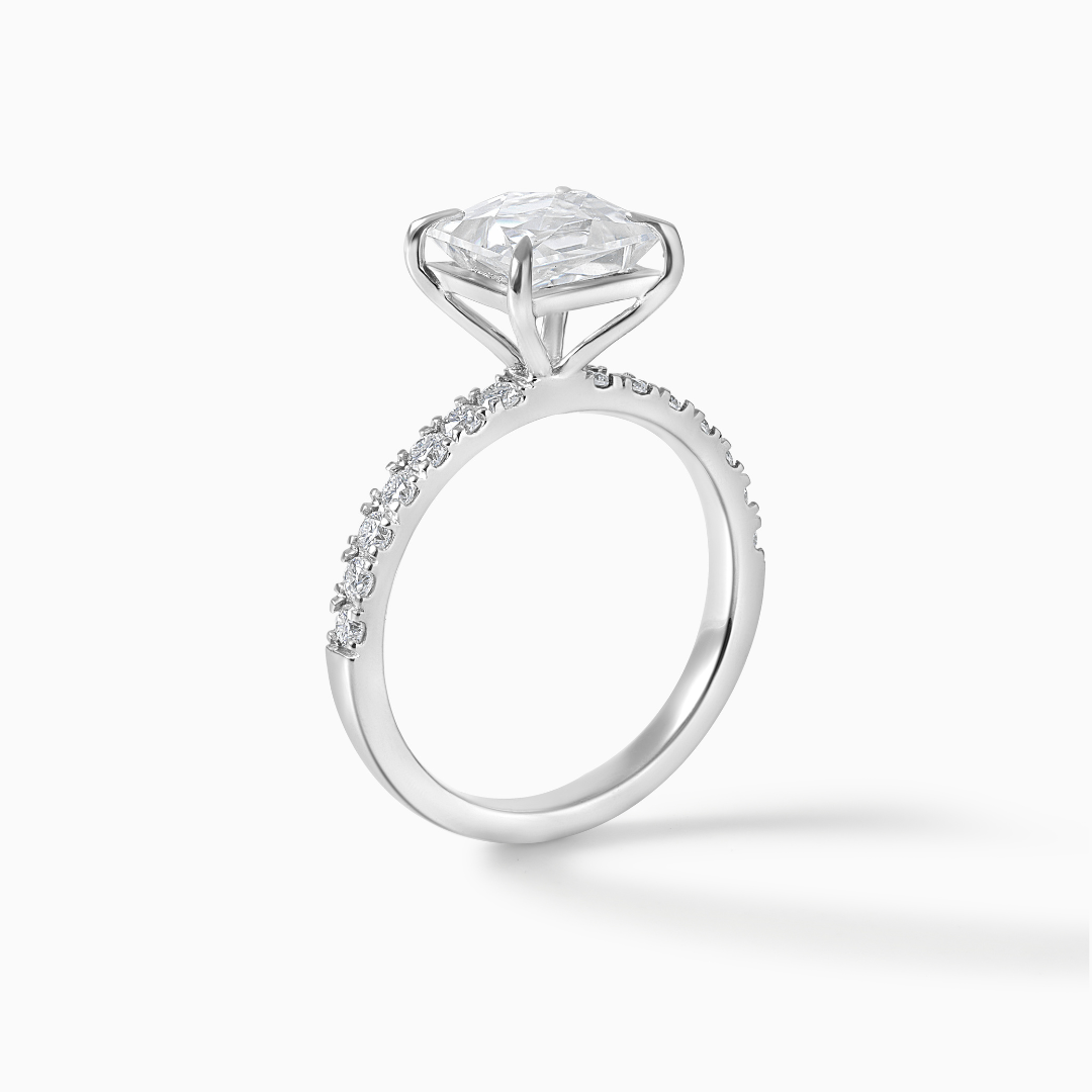 Sterling Silver Princess Cut Moissanite Engagement Ring – Diamond Alternative Bridal Jewelry