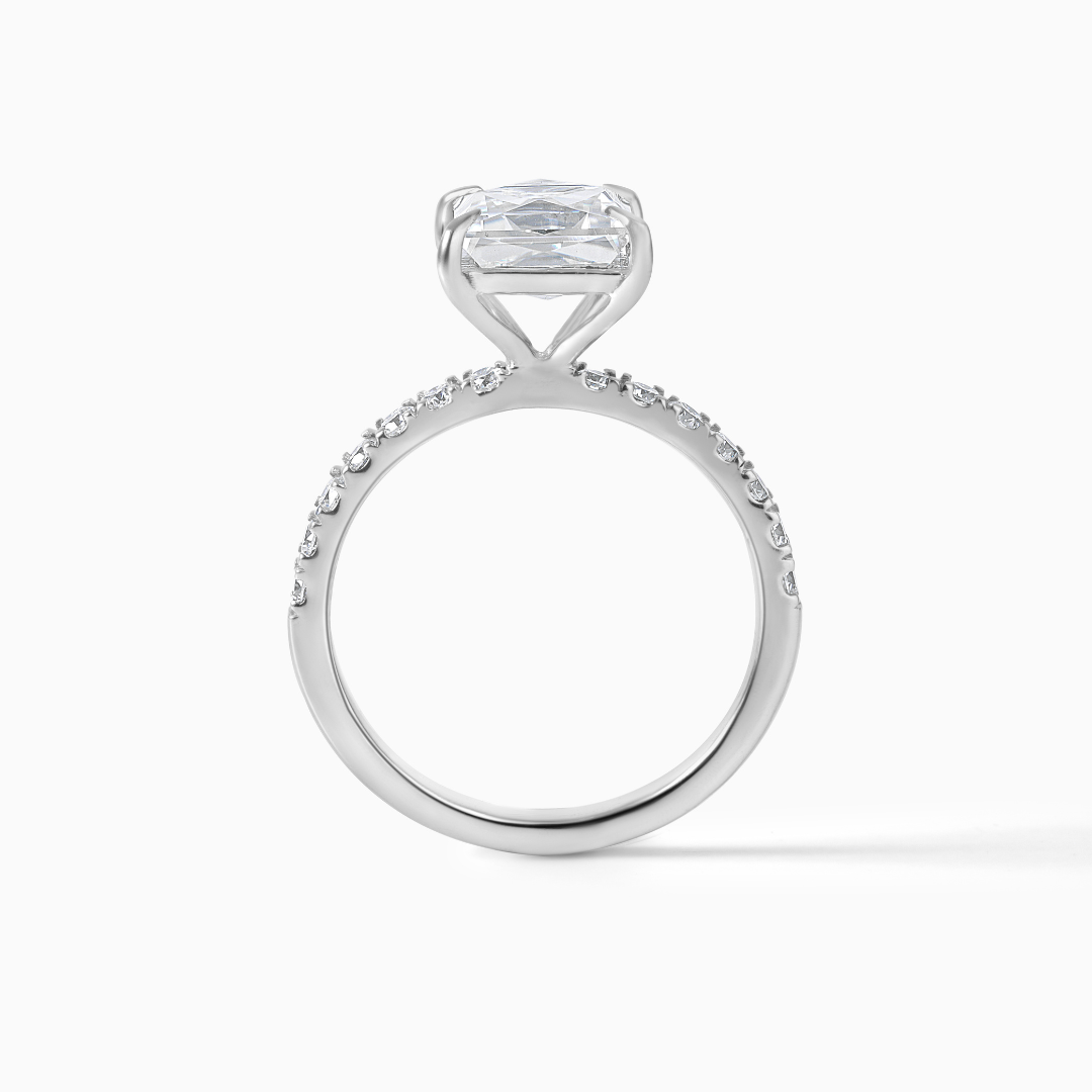 Sterling Silver Princess Cut Moissanite Engagement Ring – Diamond Alternative Bridal Jewelry