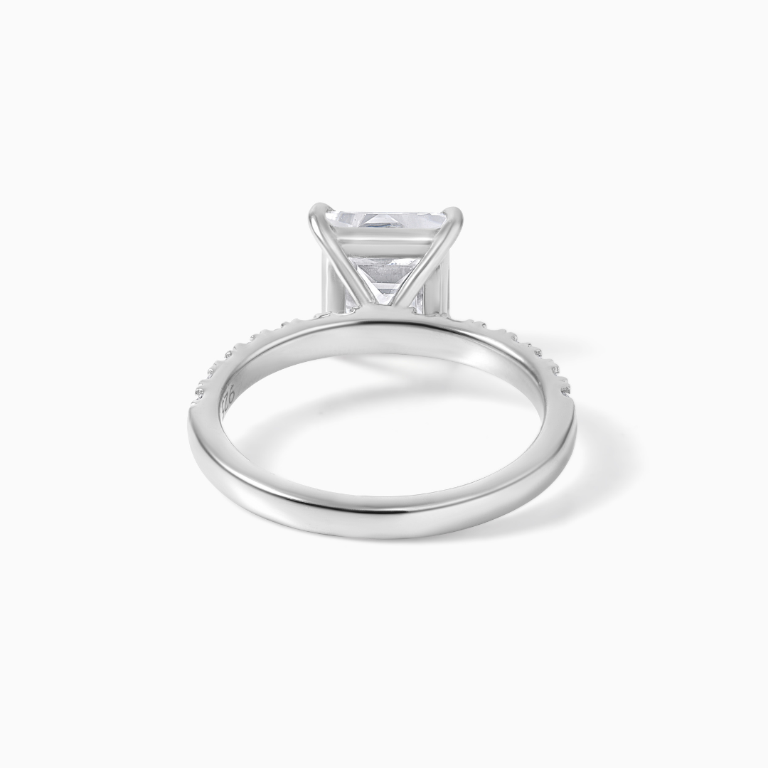 Sterling Silver Princess Cut Moissanite Engagement Ring – Diamond Alternative Bridal Jewelry