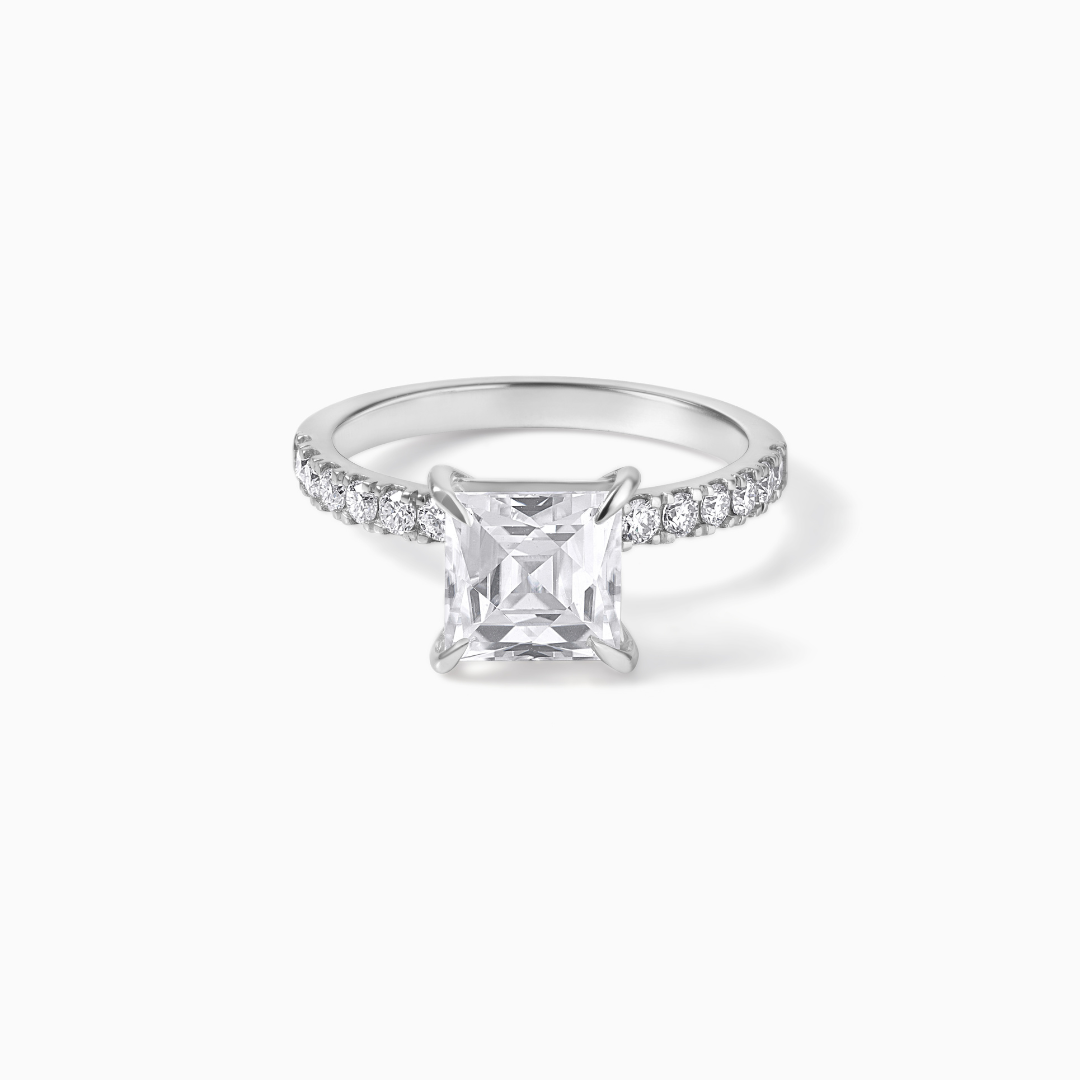 Sterling Silver Princess Cut Moissanite Engagement Ring – Diamond Alternative Bridal Jewelry
