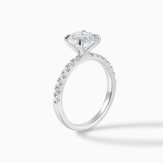 Sterling Silver Moissanite Engagement Ring: Round Brilliant Cut Diamond Alternative