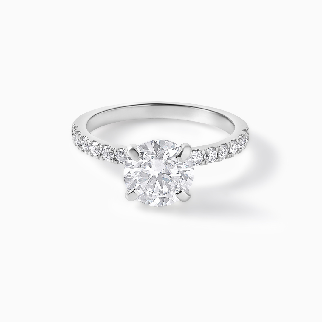 Sterling Silver Moissanite Engagement Ring: Round Brilliant Cut Diamond Alternative