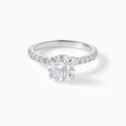 Sterling Silver Moissanite Engagement Ring: Round Brilliant Cut Diamond Alternative