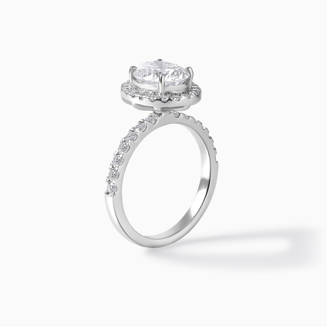 Oval Moissanite Ring Engagement Alternative Diamond Look Alike Jewelry Bridal Piece Elegant Design Sparkly Halo Sterling Silver Wedding Band