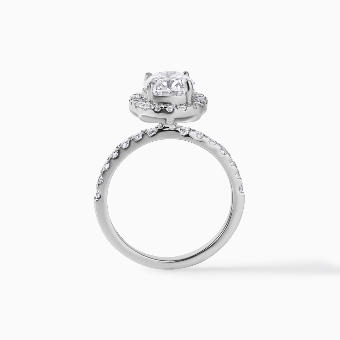 Oval Moissanite Ring Engagement Alternative Diamond Look Alike Jewelry Bridal Piece Elegant Design Sparkly Halo Sterling Silver Wedding Band