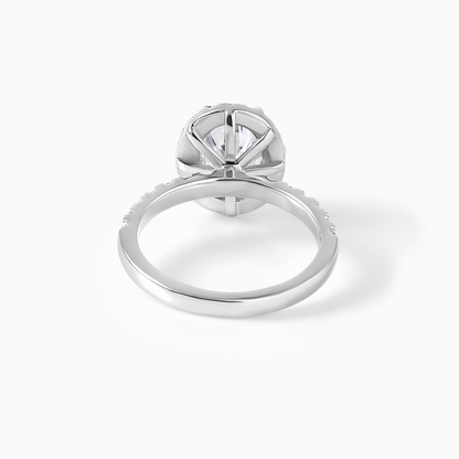 Oval Moissanite Ring Engagement Alternative Diamond Look Alike Jewelry Bridal Piece Elegant Design Sparkly Halo Sterling Silver Wedding Band