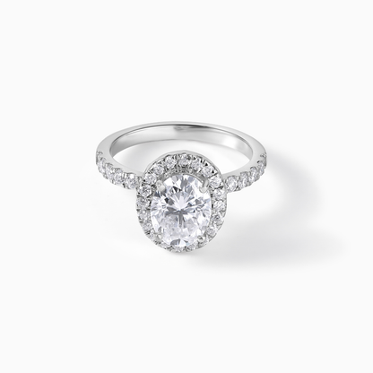 Oval Moissanite Ring Engagement Alternative Diamond Look Alike Jewelry Bridal Piece Elegant Design Sparkly Halo Sterling Silver Wedding Band