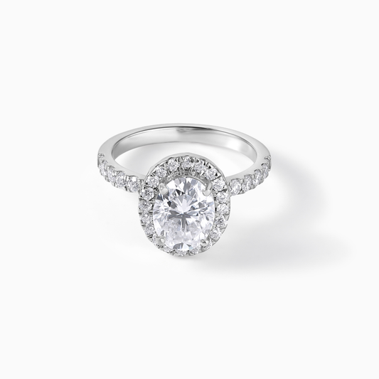 Oval Moissanite Ring Engagement Alternative Diamond Look Alike Jewelry Bridal Piece Elegant Design Sparkly Halo Sterling Silver Wedding Band