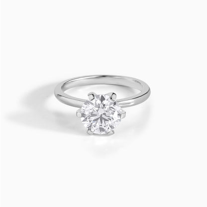 Moissanite Solitaire Ring Round Brilliant Cut Engagement Jewelry Wedding Proposal Classic Design Six Prong Setting Silver Luxury