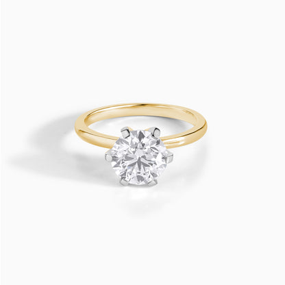 2 CT Round Moissanite 6 Prong Solitaire Ring