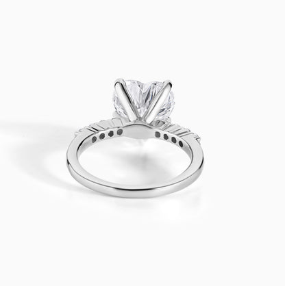 Heart Moissanite Engagement Ring Sterling Silver Diamond Alternative Wedding Band Dainty Elegant
