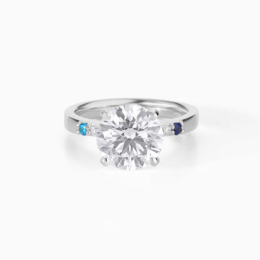 Round Cut Moissanite Engagement Ring in Yellow Gold