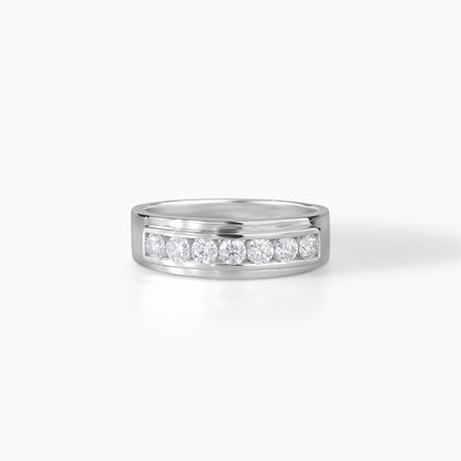 Channel Set Moissanite Wedding Band, 925 Silver Band