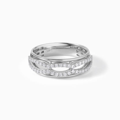 Moissanite Wedding Band Criss Cross Design 925 Silver Ring