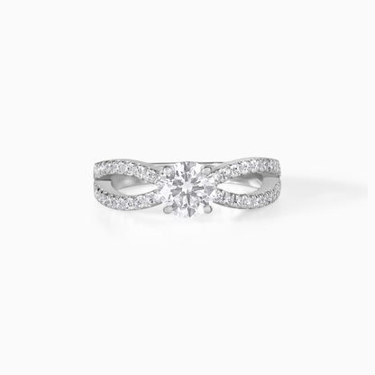 Twisted Moissanite Engagement Ring | Split Shank Diamond Ring | Silver Bridal Ring
