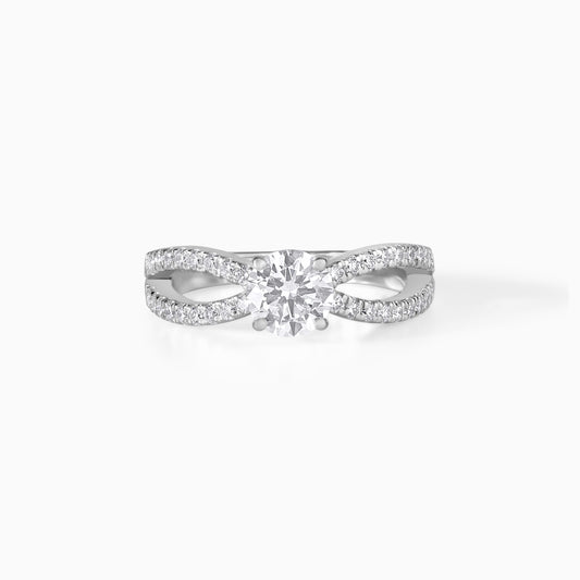 Twisted Moissanite Engagement Ring | Split Shank Diamond Ring | Silver Bridal Ring