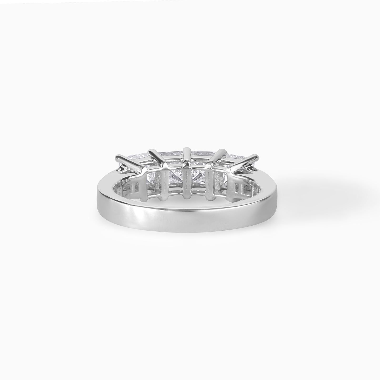 Sterling Silver Princess Cut Moissanite Eternity Band – Engagement Ring
