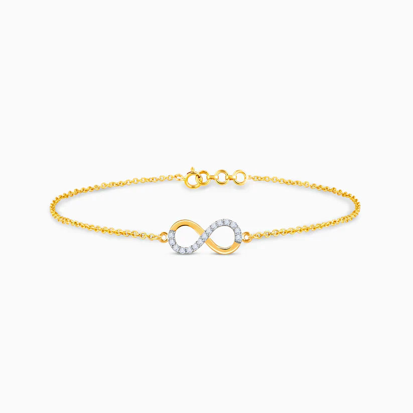 Pure Gold Infinity Bracelet with Dual Stones