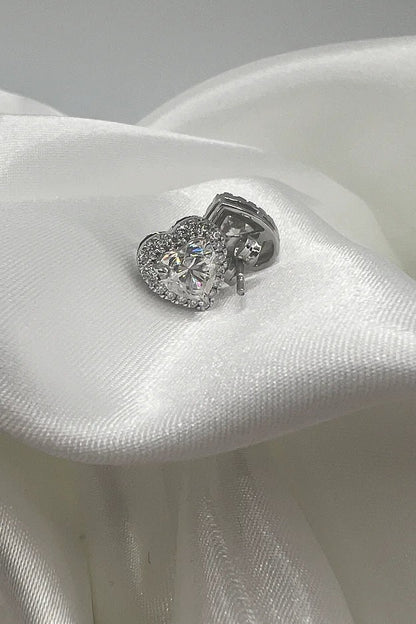 Halo Moissanite Earring | Heart Cut Moissanite Stude