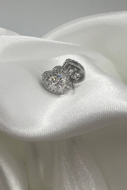 Halo Moissanite Earring | Heart Cut Moissanite Stude