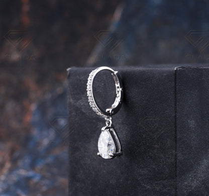 925 Sterling Silver Teardrop Moissanite Drop Earring
