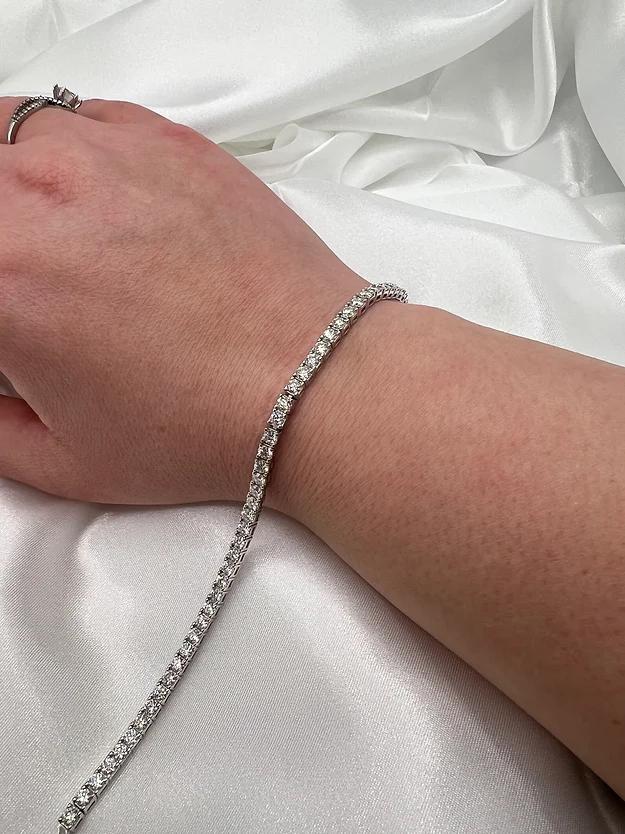 Moissanite Tennis Bracelet Sterling Silver Wedding Jewelry Elegant Accessory Bridal Piece Anniversary Gift Diamond Alternative Luxury Wrist