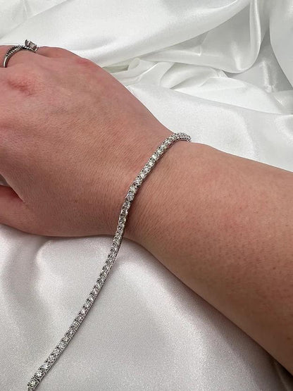 Moissanite Tennis Bracelet Sterling Silver Wedding Jewelry Elegant Accessory Bridal Piece Anniversary Gift Diamond Alternative Luxury Wrist