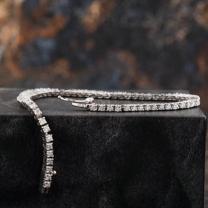 Moissanite Tennis Bracelet Sterling Silver Wedding Jewelry Elegant Accessory Bridal Piece Anniversary Gift Diamond Alternative Luxury Wrist