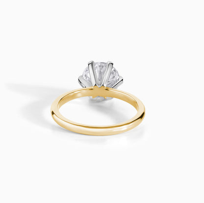 2 CT Round Moissanite 6 Prong Solitaire Ring