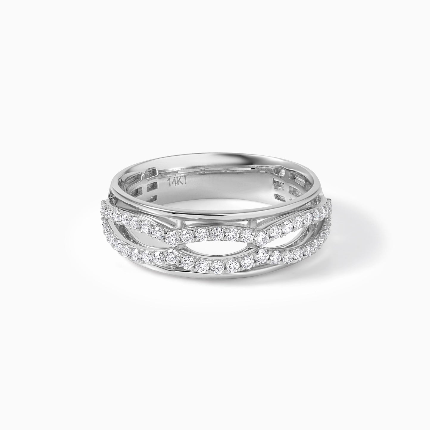Moissanite Wedding Band Criss Cross Design 925 Silver Ring