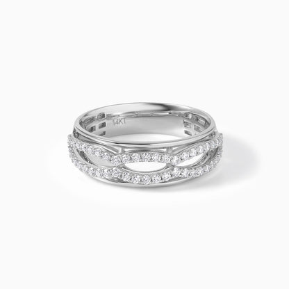 Moissanite Wedding Band Criss Cross Design 925 Silver Ring