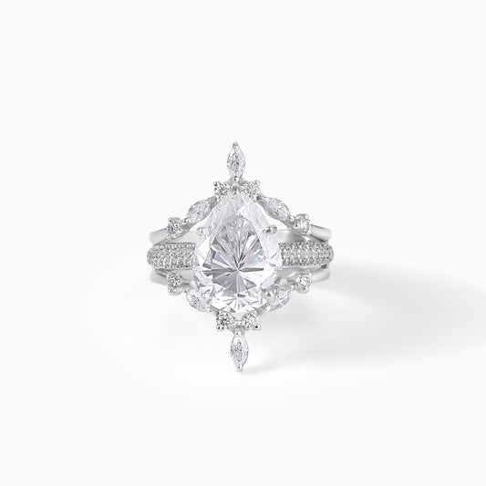 EOSJEWELS Magical Design - 5ct Pear w/Guard Moissanite 925 Sterling Silver