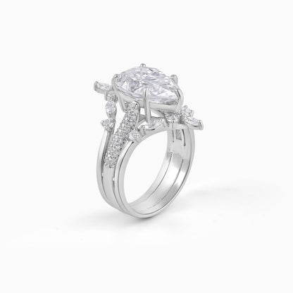 EOSJEWELS Magical Design - 5ct Pear w/Guard Moissanite 925 Sterling Silver