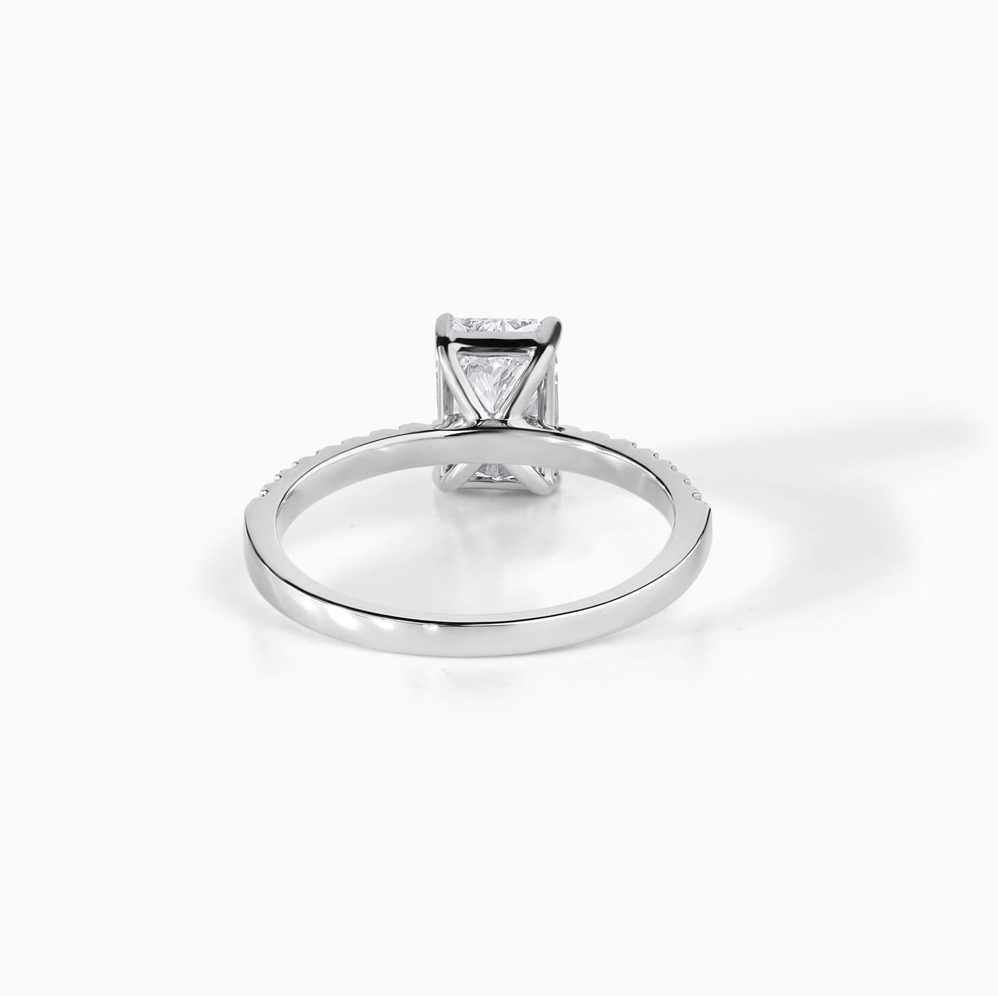 Sterling Silver Radiant Cut Solitaire Engagement Ring – Ethical Moissanite Proposal Band