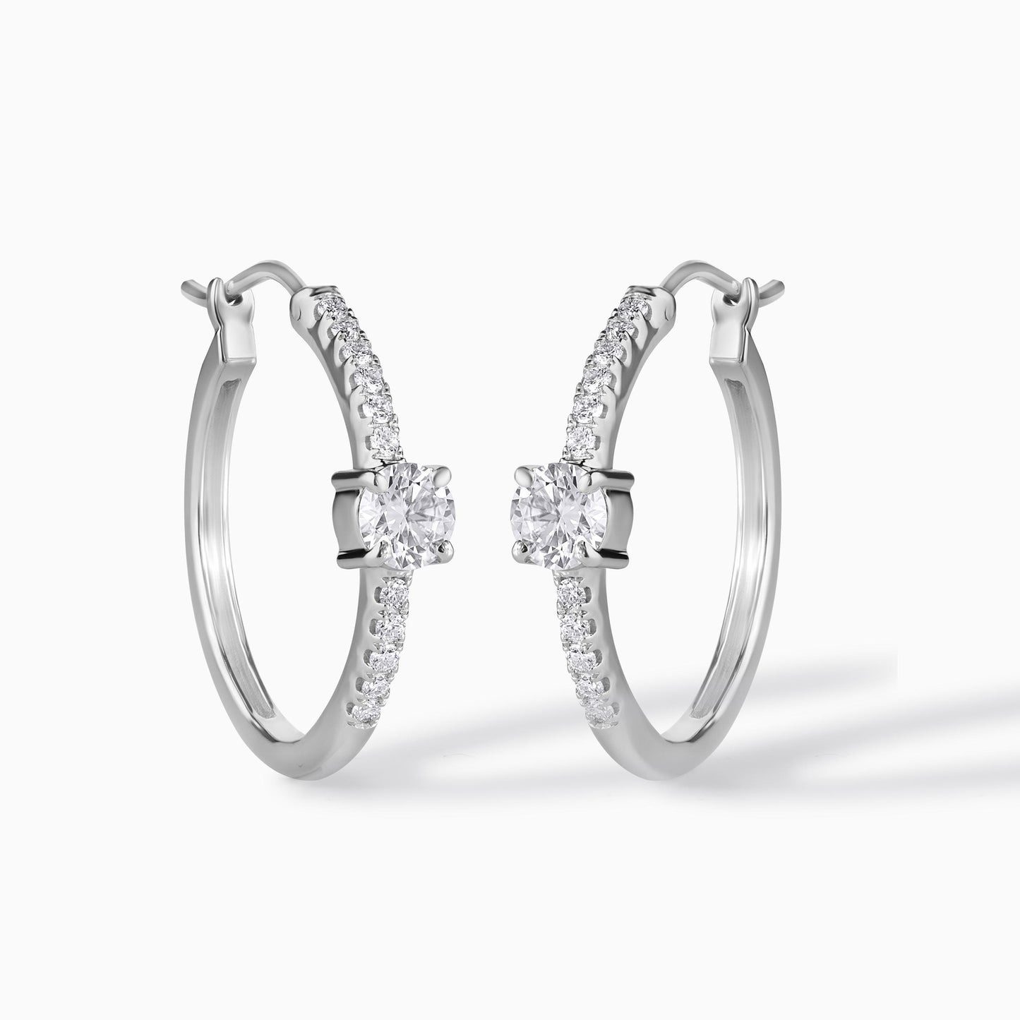 Sterling Silver Moissanite Hoop Earrings