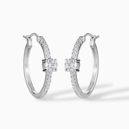 Sterling Silver Moissanite Hoop Earrings