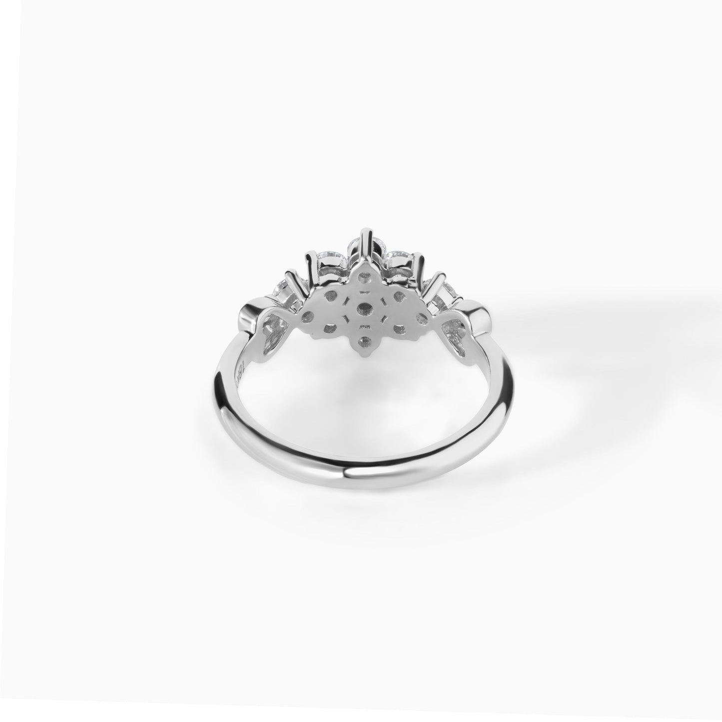 Floral Moissanite Engagement Ring Sterling Silver Cluster Round Cut Bridal Band Promise