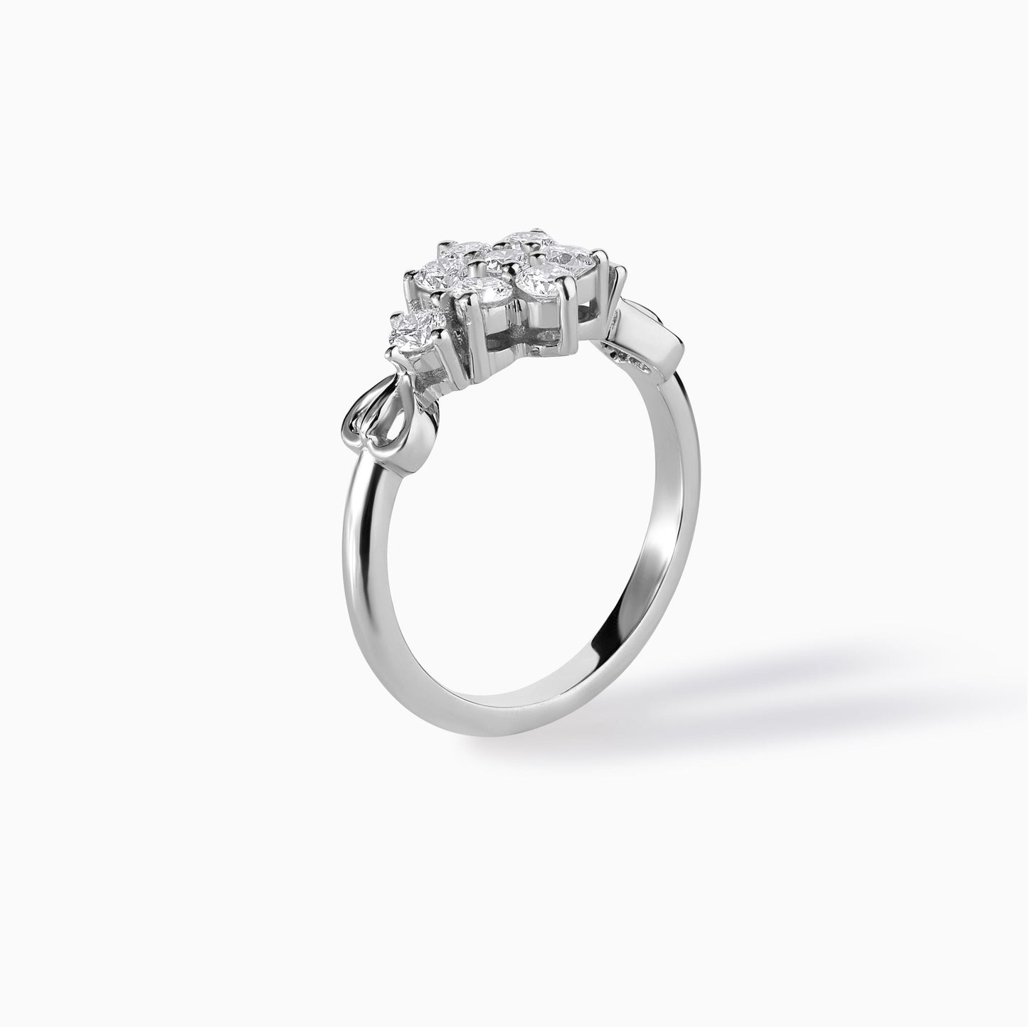 Floral Moissanite Engagement Ring Sterling Silver Cluster Round Cut Bridal Band Promise