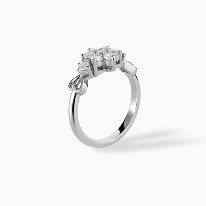 Floral Moissanite Engagement Ring Sterling Silver Cluster Round Cut Bridal Band Promise