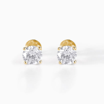 Round Moissanite Stud Earrings: Sterling Silver, Screw Back, Diamond Alternative