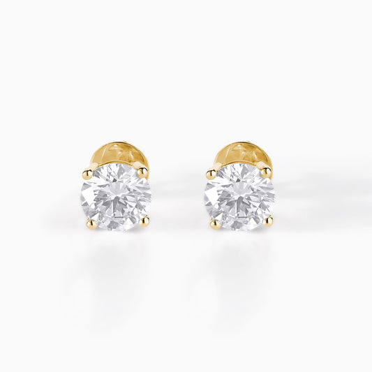 Round Moissanite Stud Earrings: Sterling Silver, Screw Back, Diamond Alternative
