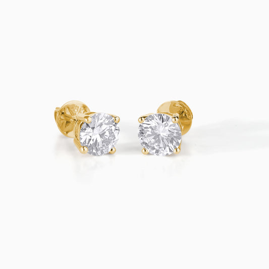 Round Moissanite Stud Earrings: Sterling Silver, Screw Back, Diamond Alternative