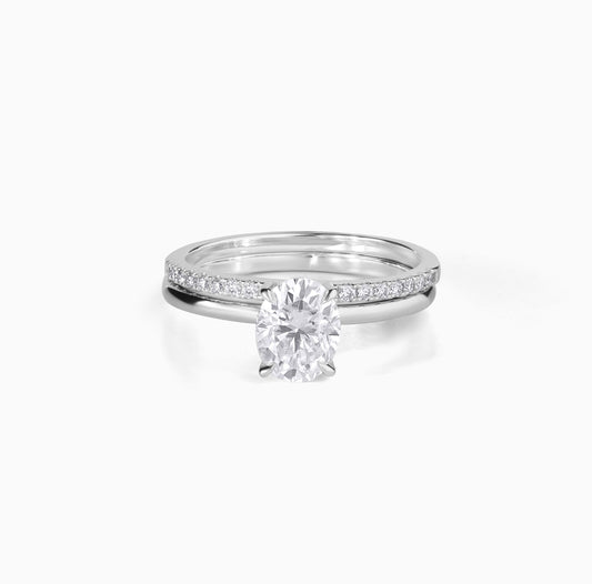 Oval Moissanite Ring Sterling Silver Engagement Ring Hidden Halo Wedding Band Matching Set Bridal Jewelry Wedding Gift Anniversary Present