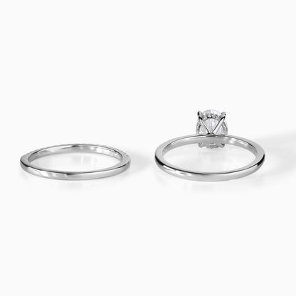 Oval Moissanite Ring Sterling Silver Engagement Ring Hidden Halo Wedding Band Matching Set Bridal Jewelry Wedding Gift Anniversary Present
