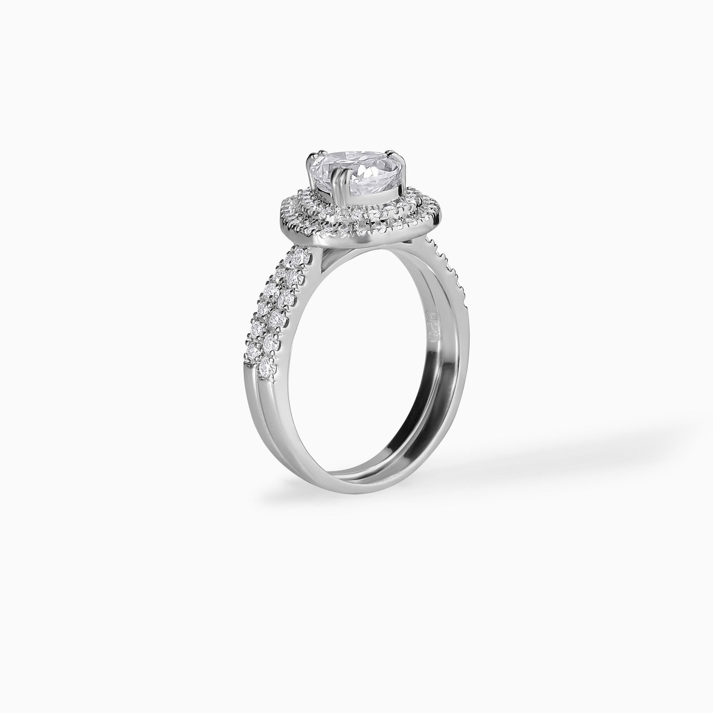 Pear Moissanite Ring Sterling Silver Engagement Band Wedding Set Bridal Jewelry Diamond Alternative Halo Design Elegant Gift Idea