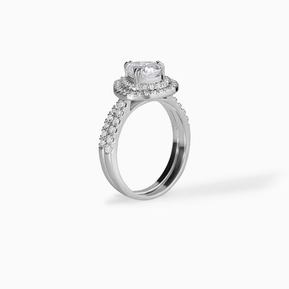 Pear Moissanite Ring Sterling Silver Engagement Band Wedding Set Bridal Jewelry Diamond Alternative Halo Design Elegant Gift Idea