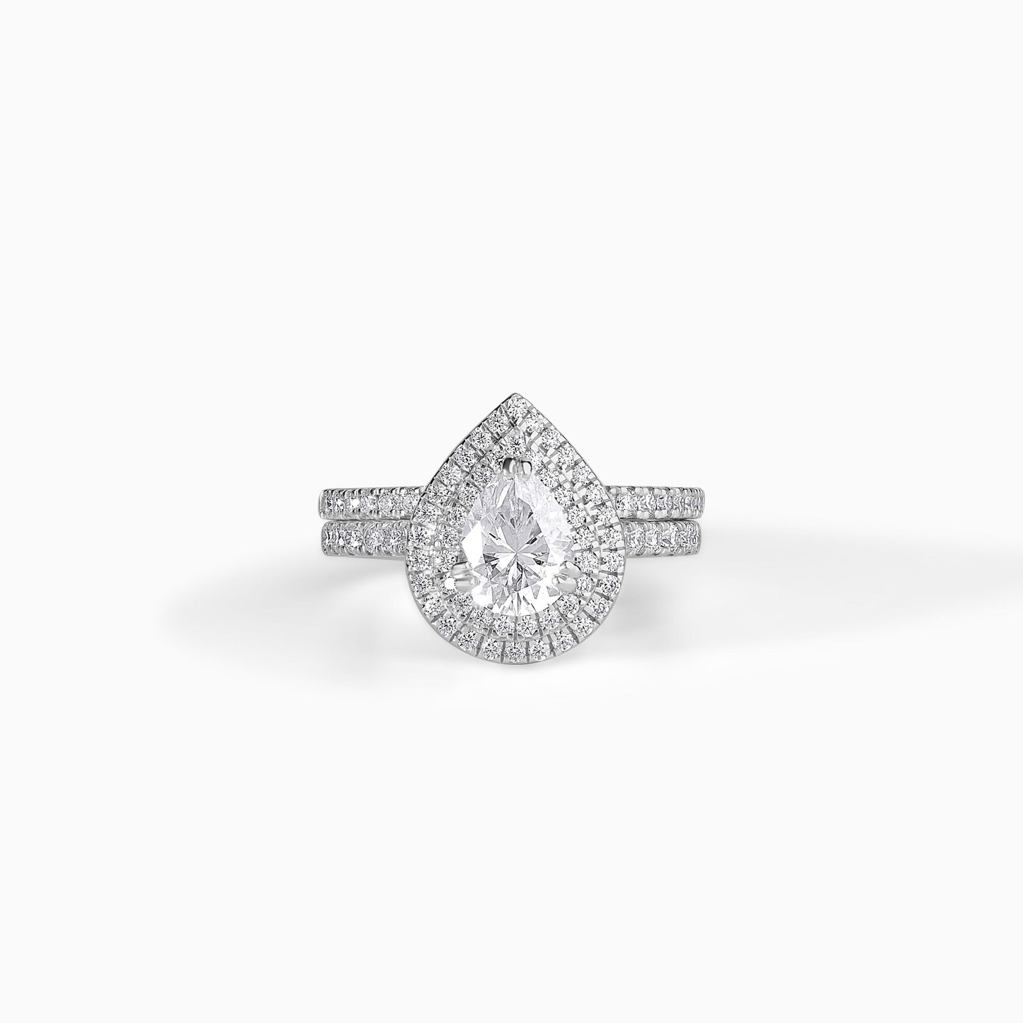 Pear Moissanite Ring Sterling Silver Engagement Band Wedding Set Bridal Jewelry Diamond Alternative Halo Design Elegant Gift Idea